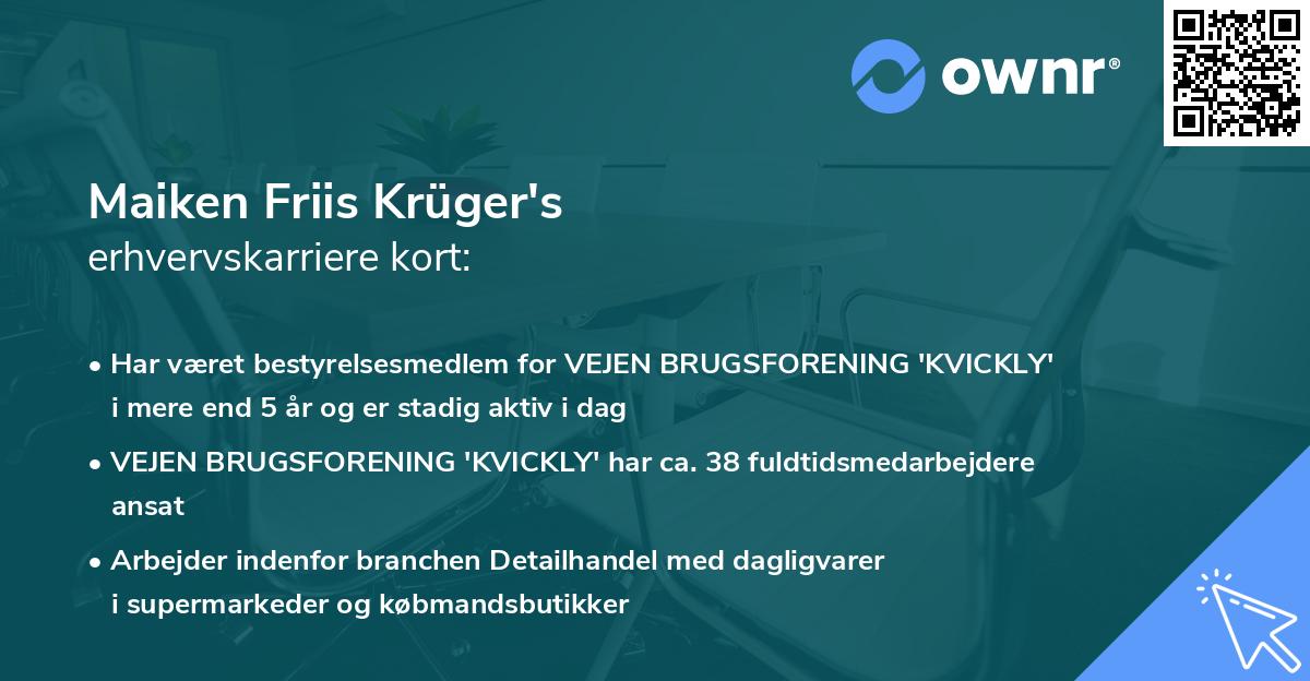Maiken Friis Krüger's erhvervskarriere kort