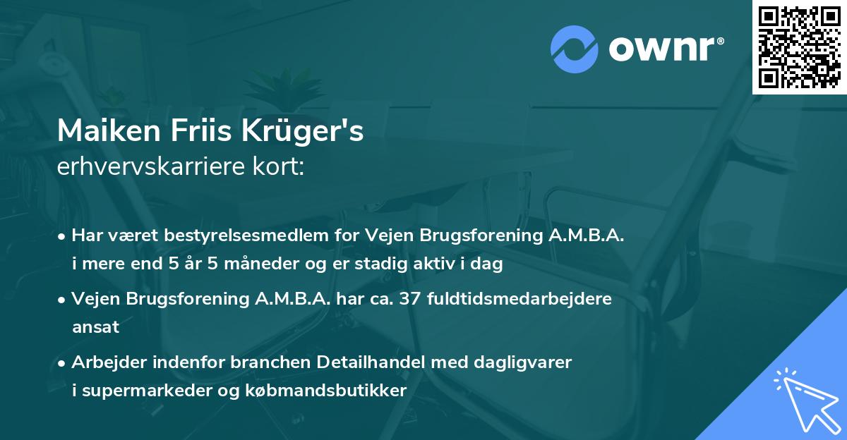 Maiken Friis Krüger's erhvervskarriere kort
