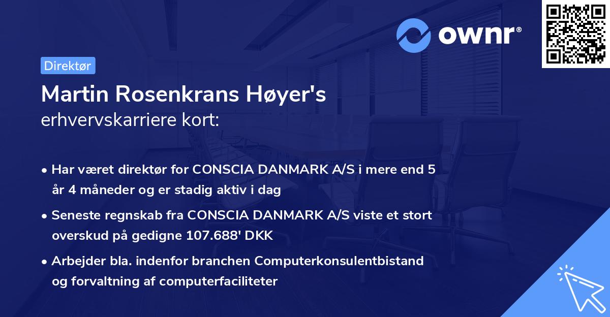 Martin Rosenkrans Høyer's erhvervskarriere kort