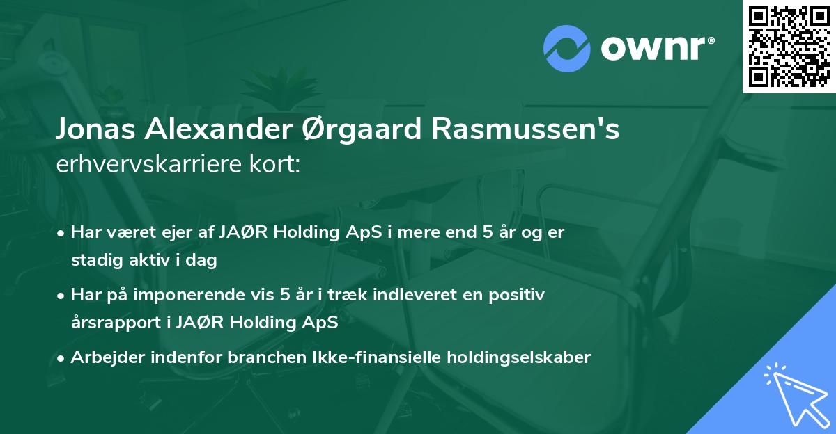 Jonas Alexander Ørgaard Rasmussen's erhvervskarriere kort