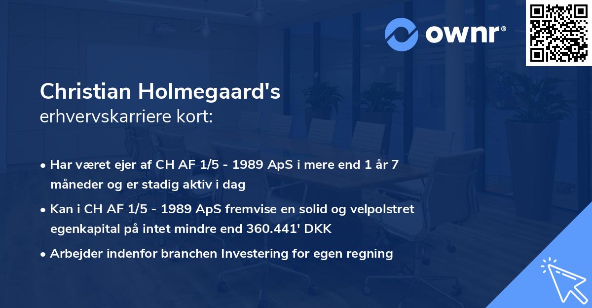 Christian Holmegaard's erhvervskarriere kort