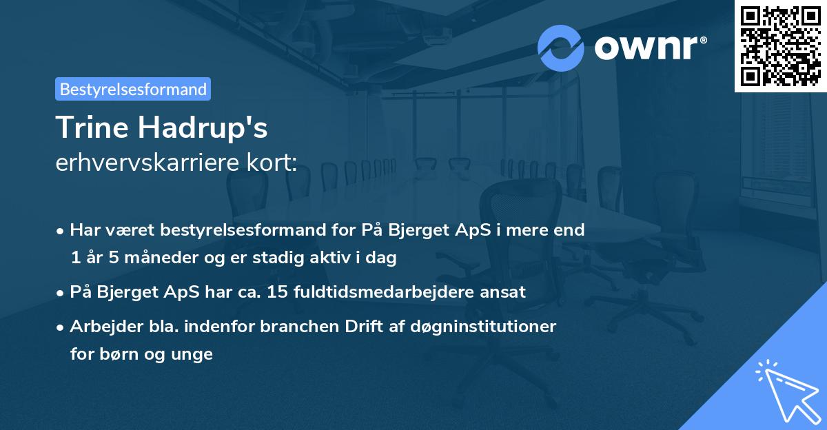 Trine Hadrup's erhvervskarriere kort