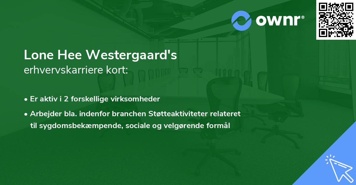 Lone Hee Westergaard's erhvervskarriere kort