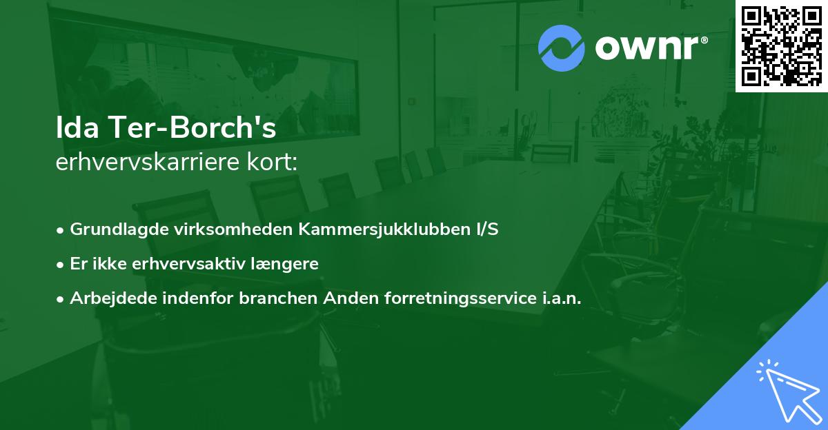 Ida Ter-Borch's erhvervskarriere kort