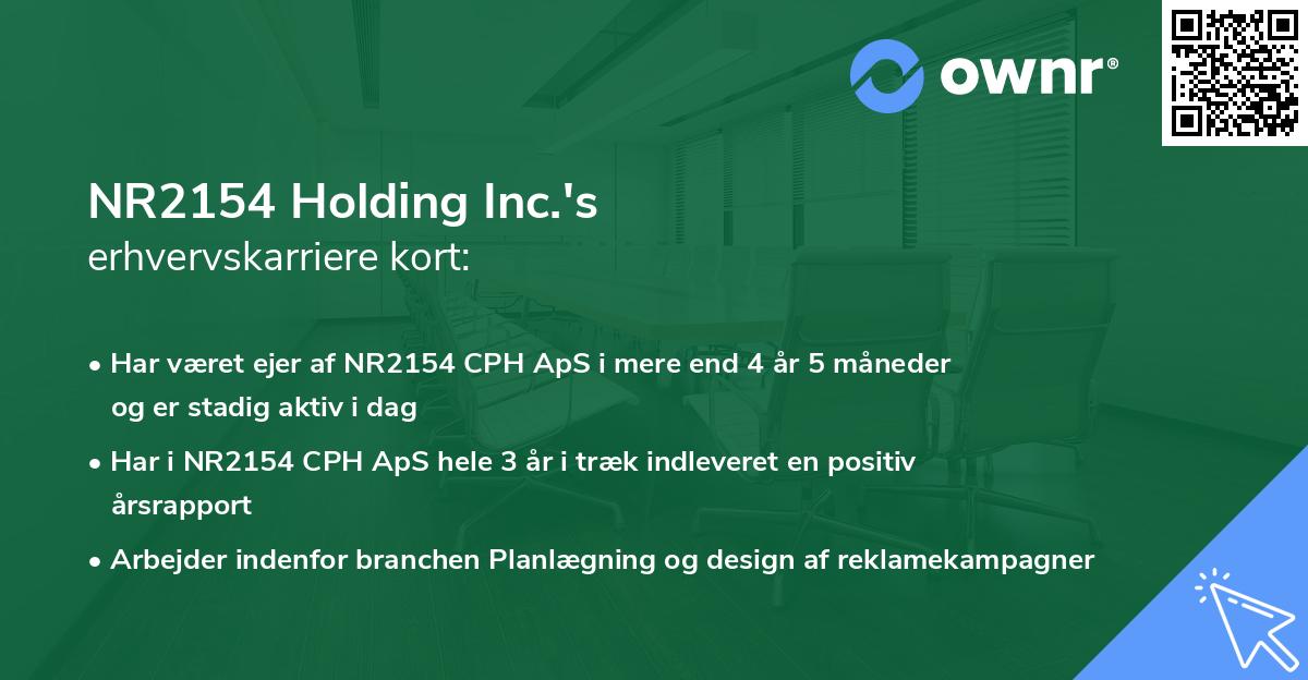 NR2154 Holding Inc.'s erhvervskarriere kort