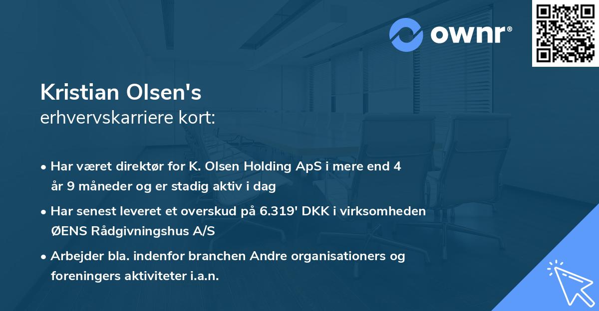 Kristian Olsen's erhvervskarriere kort