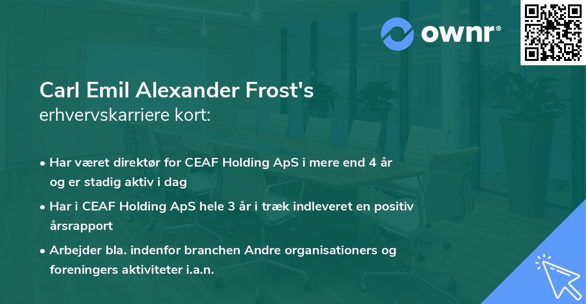 Carl Emil Alexander Frost's erhvervskarriere kort