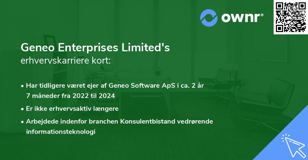 Geneo Enterprises Limited's erhvervskarriere kort