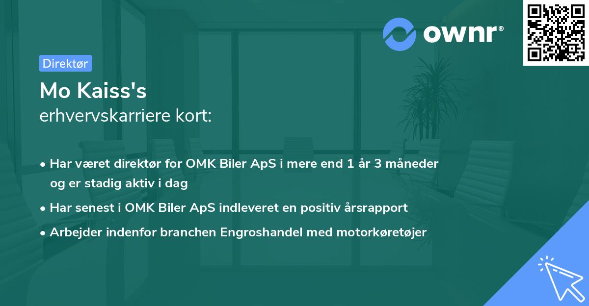 Mo Kaiss's erhvervskarriere kort