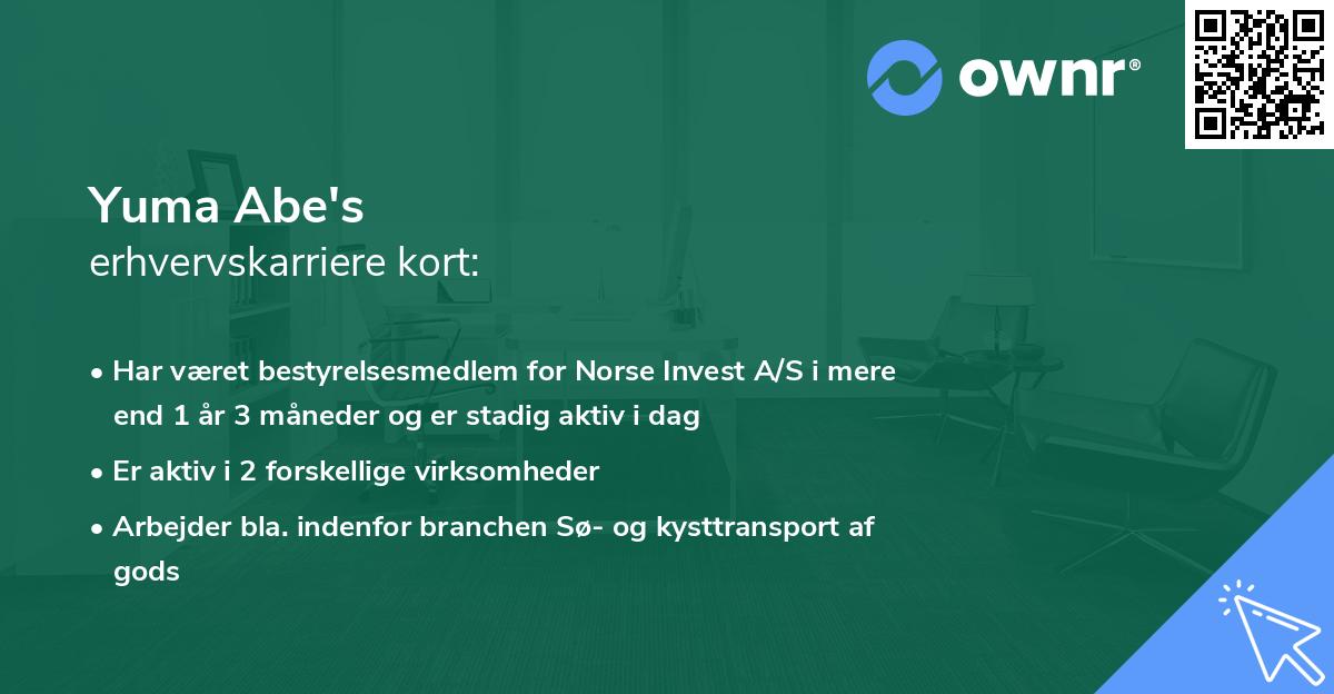Yuma Abe's erhvervskarriere kort