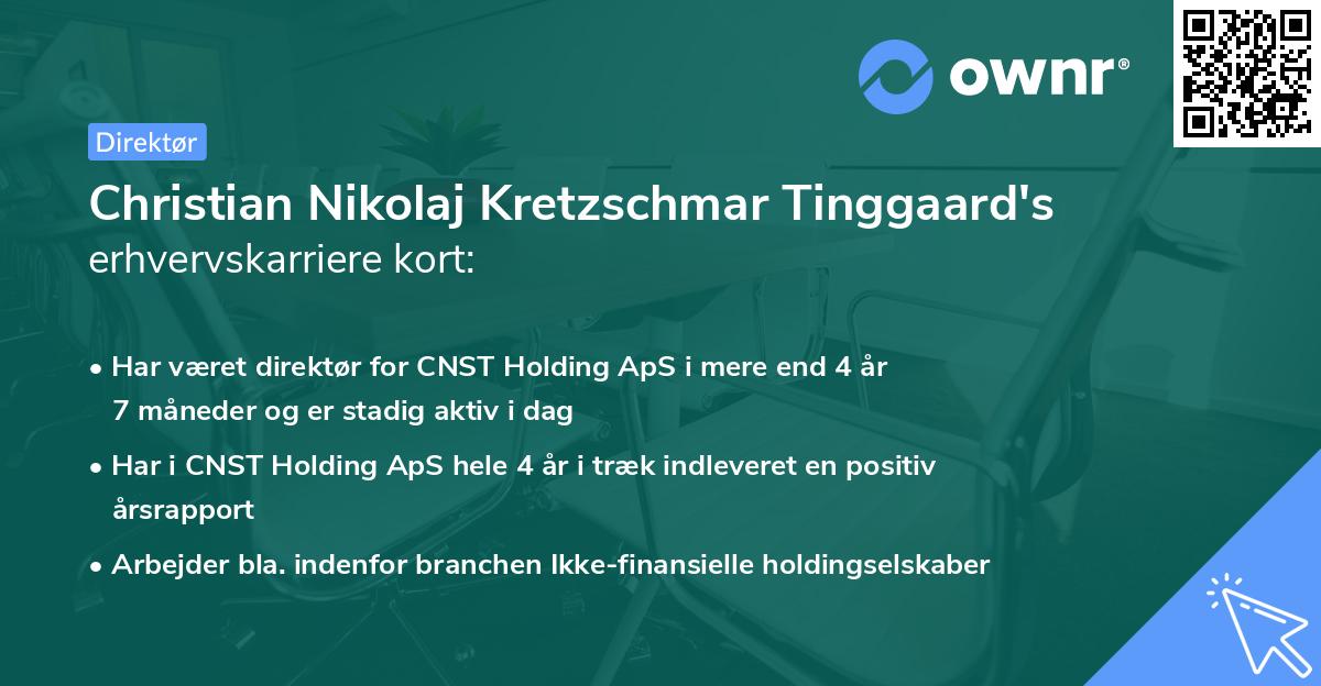 Christian Nikolaj Kretzschmar Tinggaard's erhvervskarriere kort