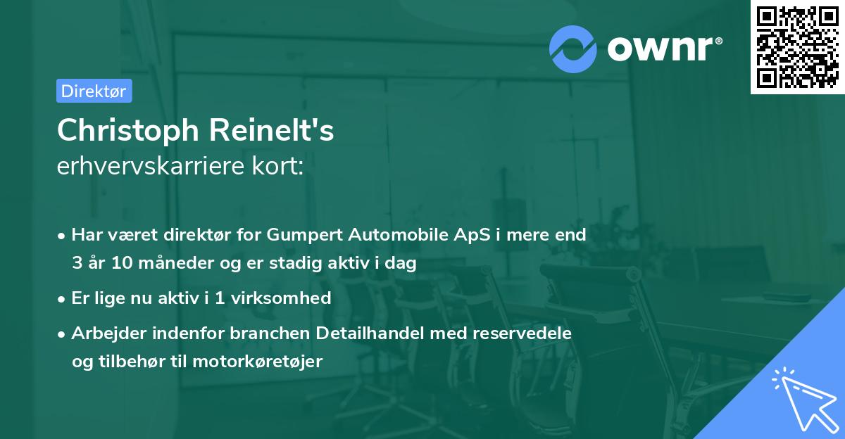 Christoph Reinelt's erhvervskarriere kort