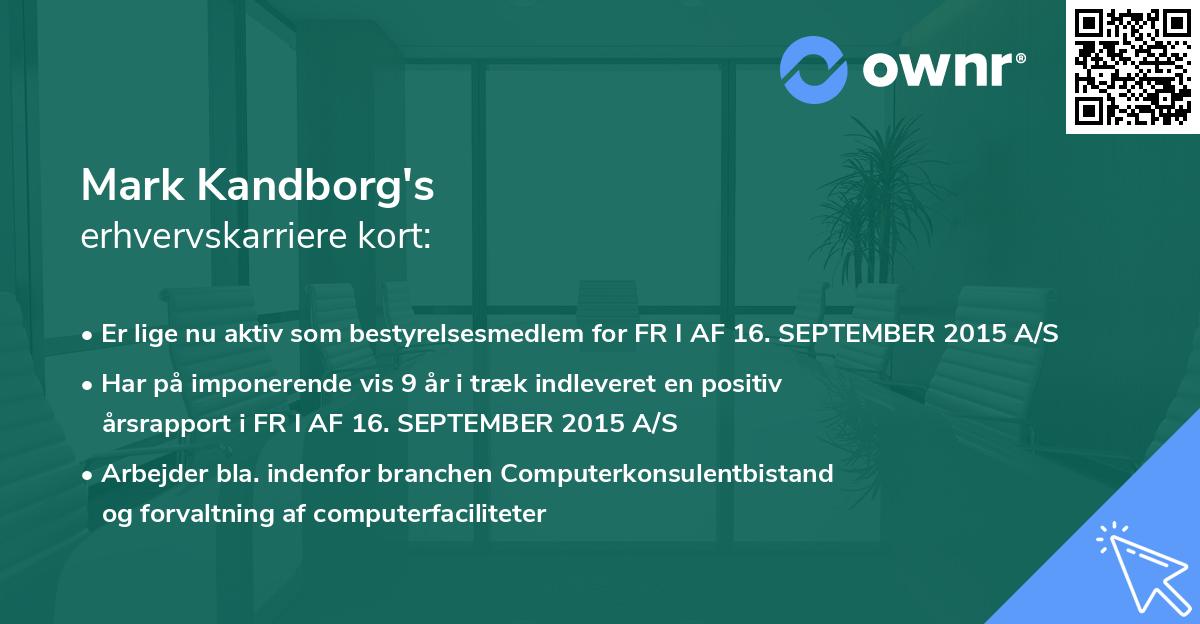 Mark Kandborg's erhvervskarriere kort
