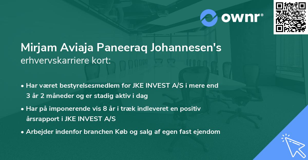 Mirjam Aviaja Paneeraq Johannesen's erhvervskarriere kort