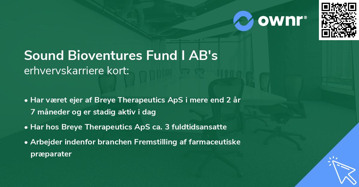 Sound Bioventures Fund I AB's erhvervskarriere kort
