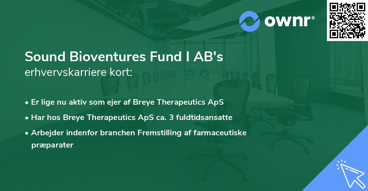 Sound Bioventures Fund I AB's erhvervskarriere kort