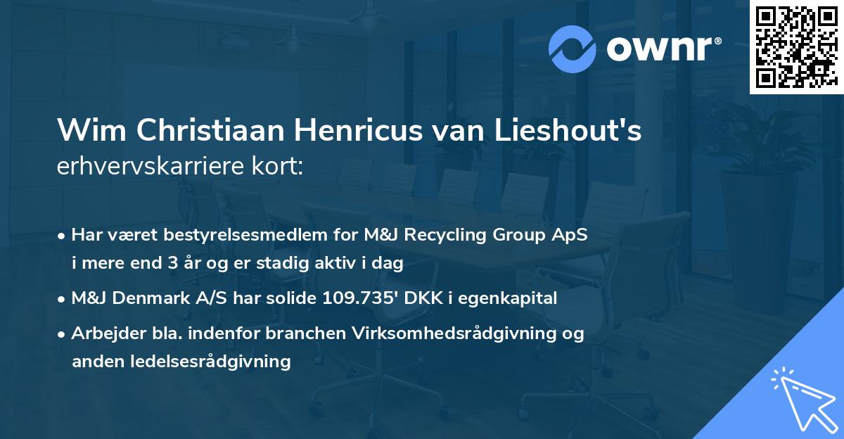 Wim Christiaan Henricus van Lieshout's erhvervskarriere kort