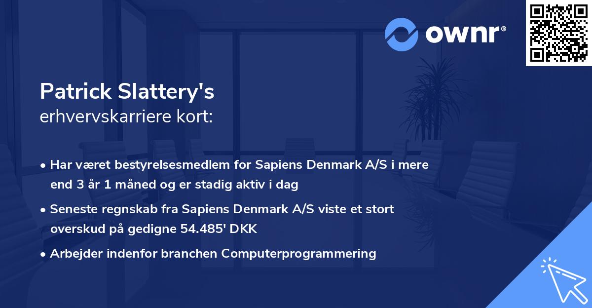 Patrick Slattery's erhvervskarriere kort