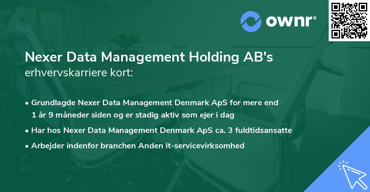 Nexer Data Management Holding AB's erhvervskarriere kort