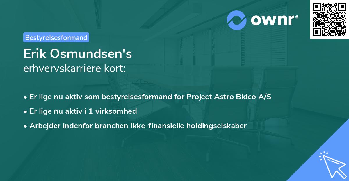 Erik Osmundsen's erhvervskarriere kort