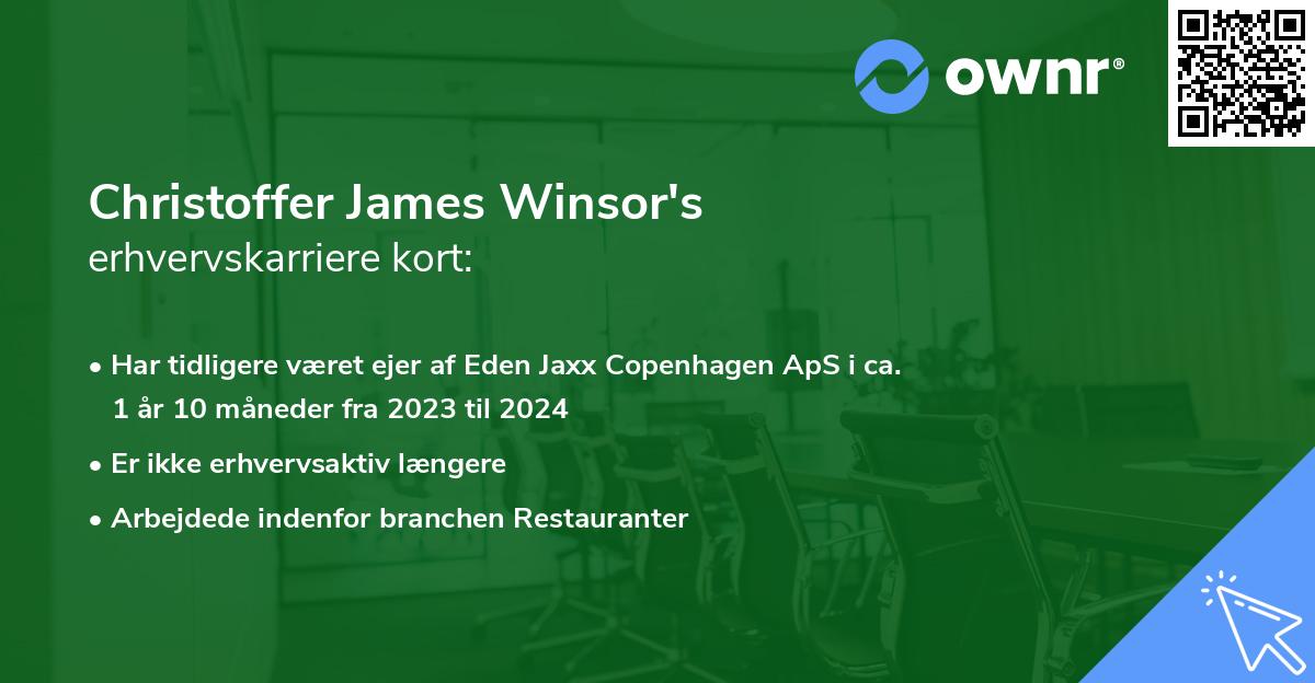 Christoffer James Winsor's erhvervskarriere kort