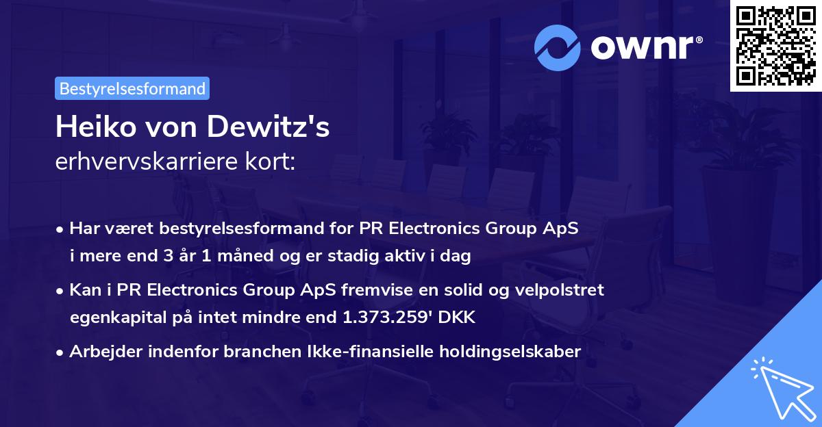 Heiko von Dewitz's erhvervskarriere kort
