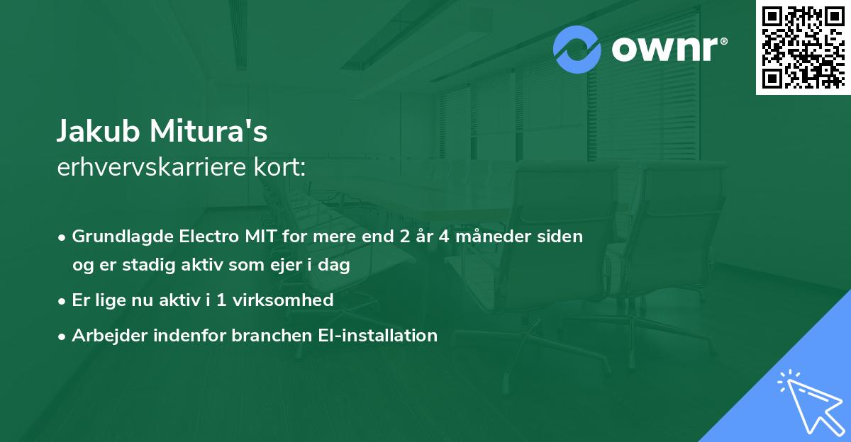 Jakub Mitura's erhvervskarriere kort