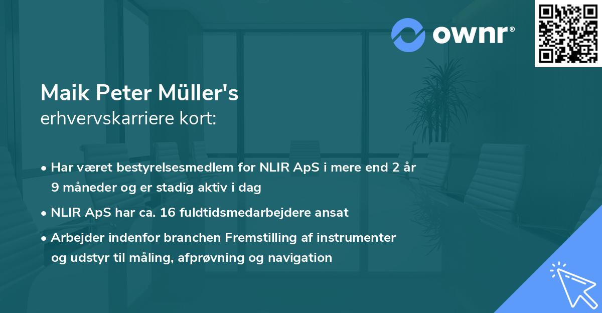 Maik Peter Müller's erhvervskarriere kort