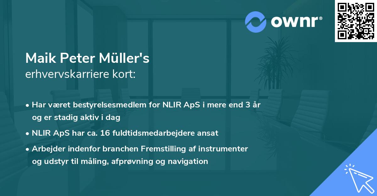Maik Peter Müller's erhvervskarriere kort