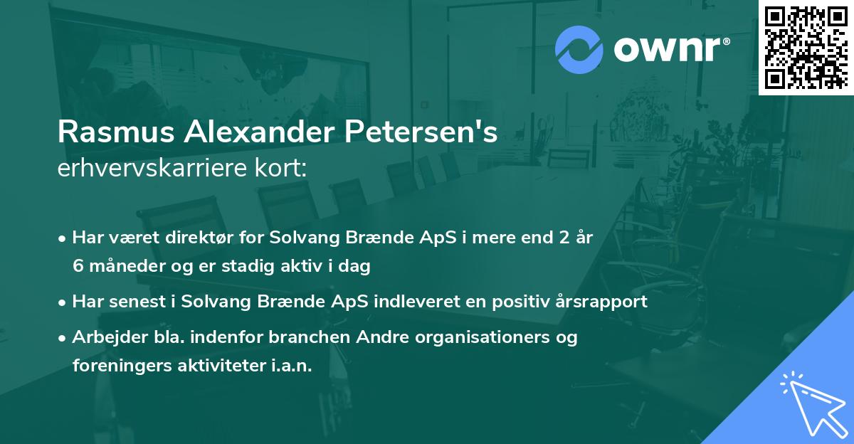Rasmus Alexander Petersen's erhvervskarriere kort