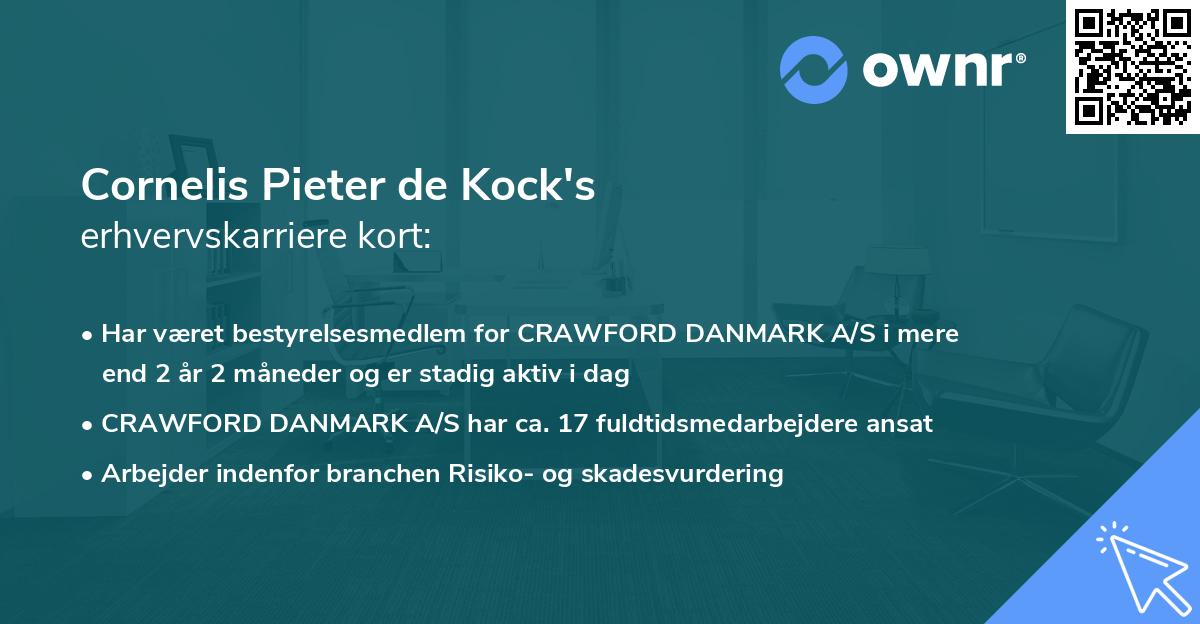 Cornelis Pieter de Kock's erhvervskarriere kort