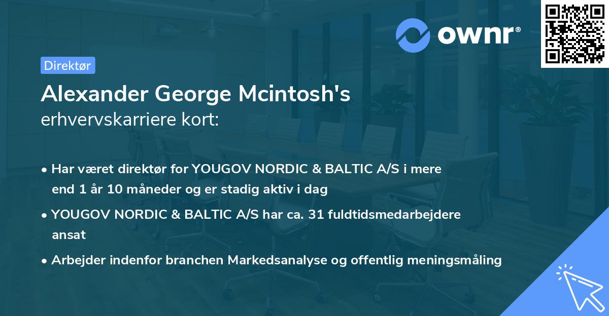 Alexander George Mcintosh's erhvervskarriere kort