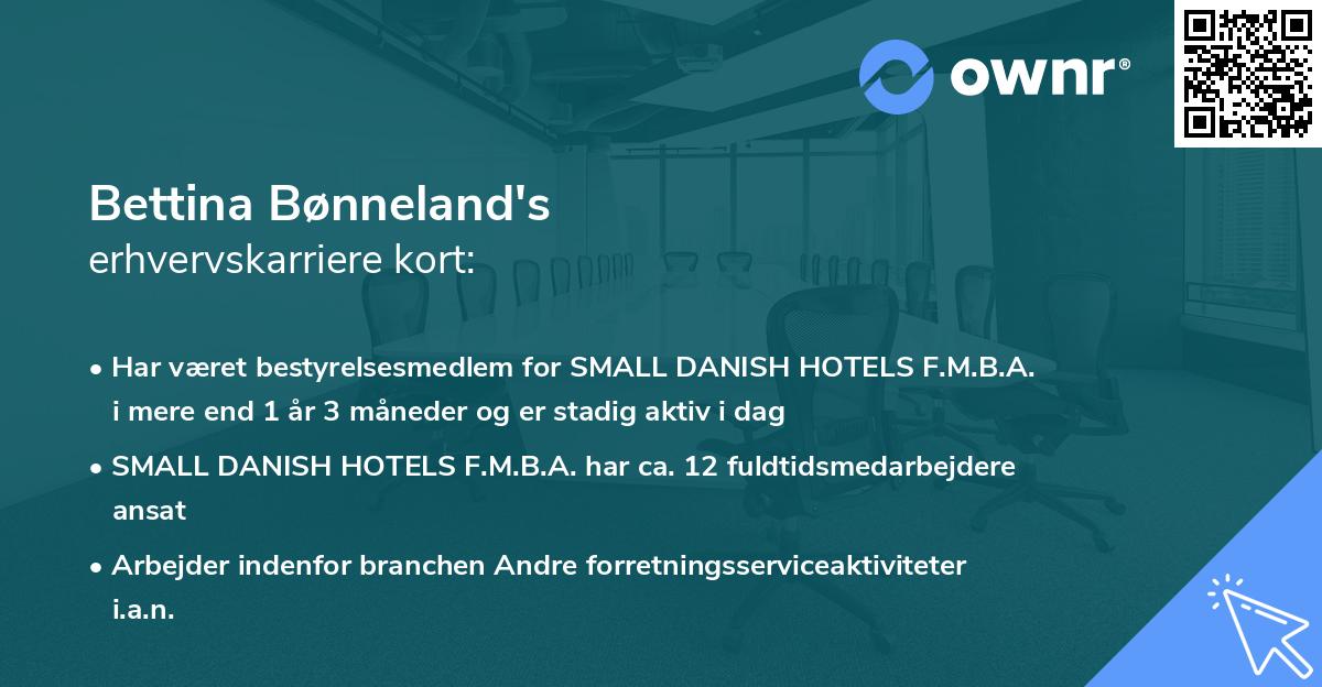 Bettina Bønneland's erhvervskarriere kort
