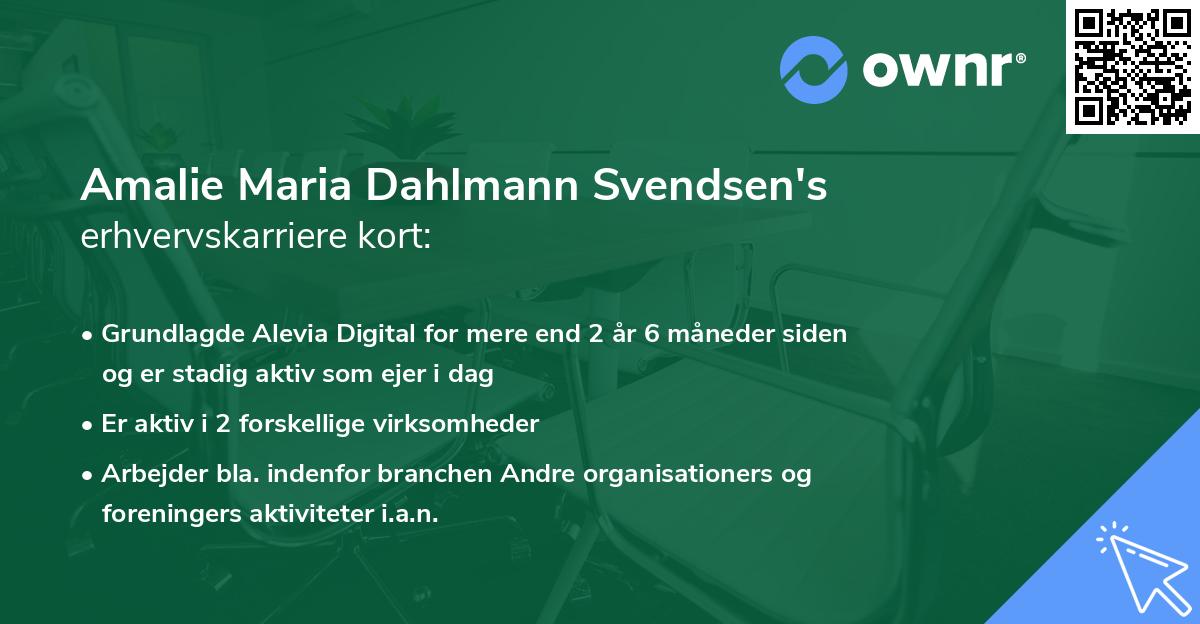Amalie Maria Dahlmann Svendsen's erhvervskarriere kort