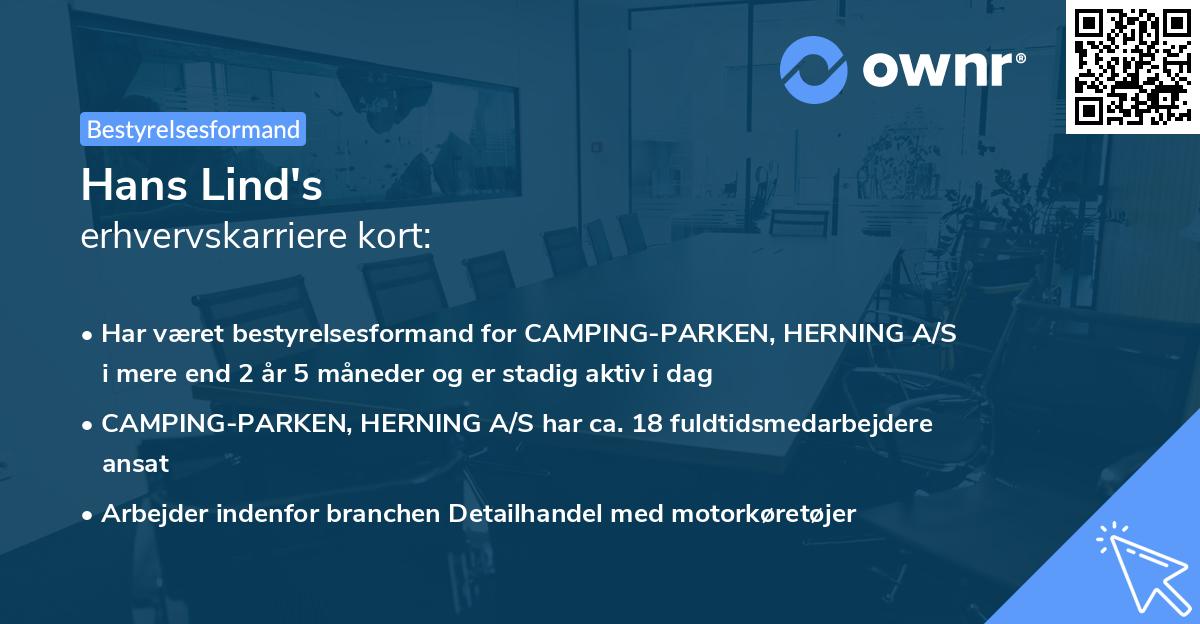 Hans Lind's erhvervskarriere kort