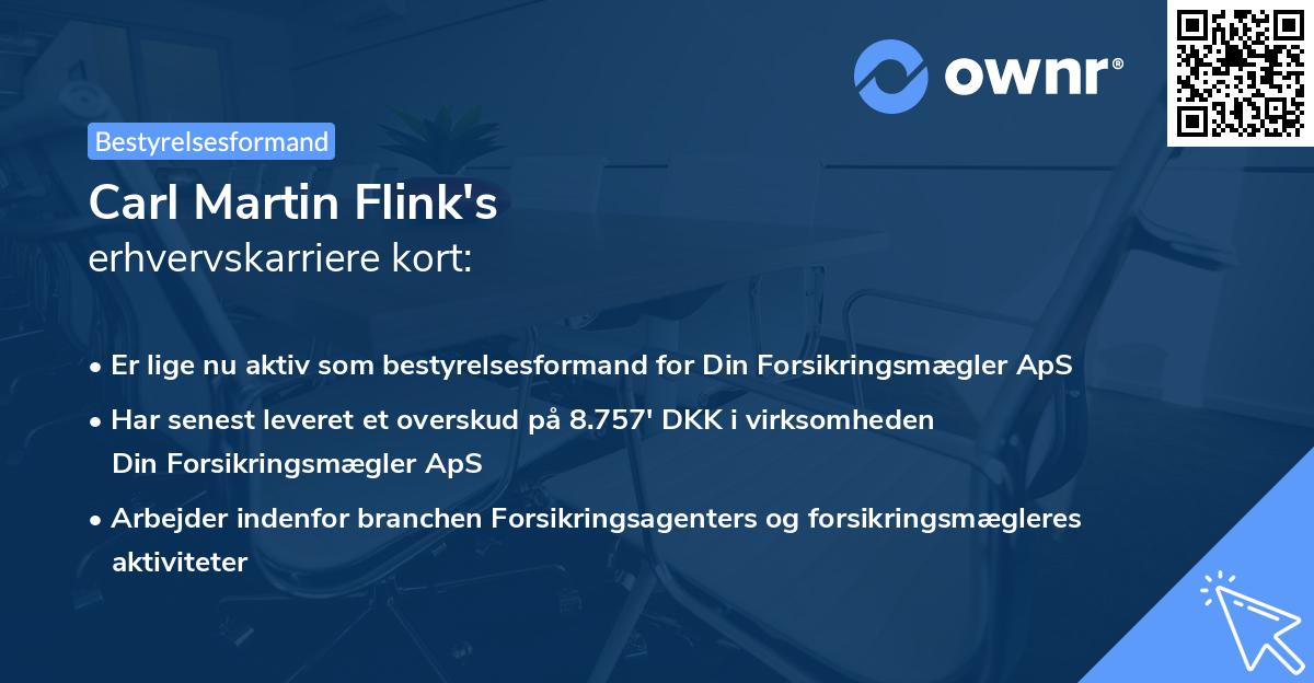 Carl Martin Flink's erhvervskarriere kort