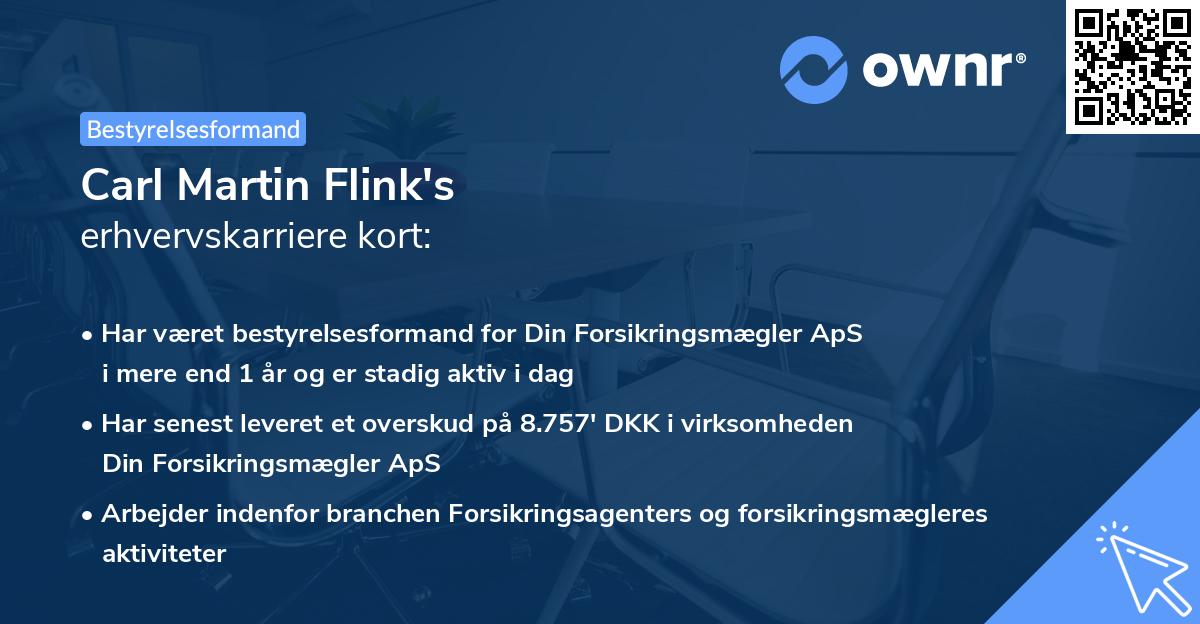 Carl Martin Flink's erhvervskarriere kort