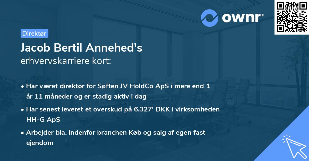 Jacob Bertil Annehed's erhvervskarriere kort