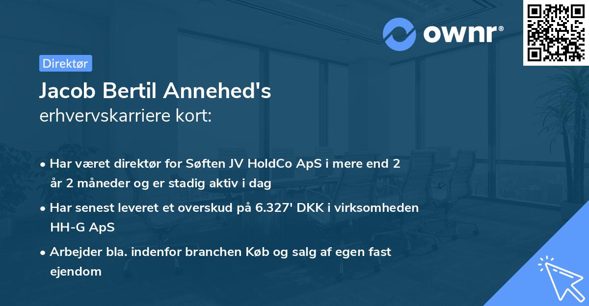 Jacob Bertil Annehed's erhvervskarriere kort