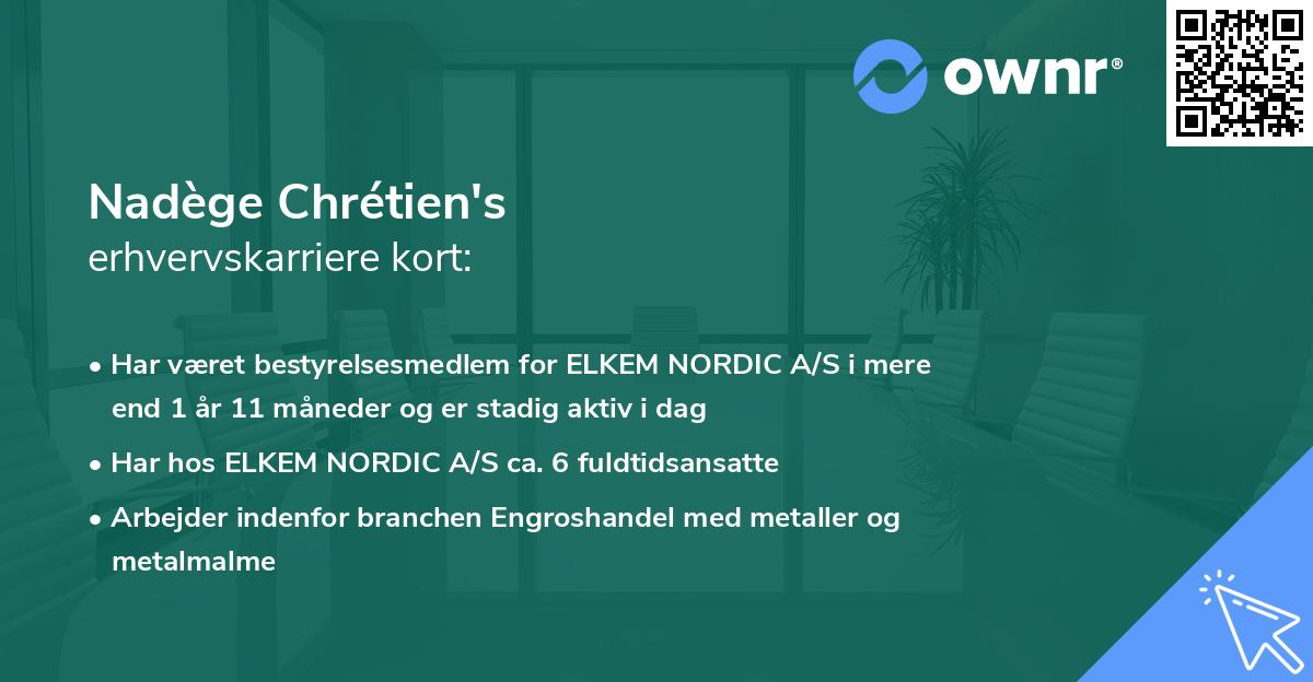 Nadège Chrétien's erhvervskarriere kort