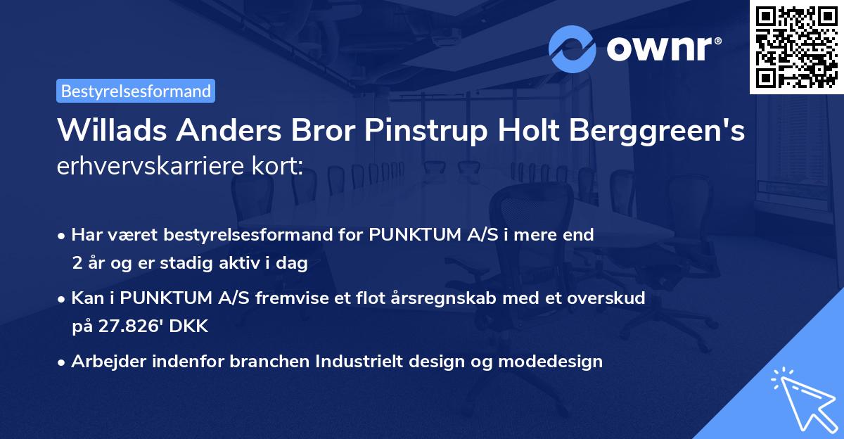 Willads Anders Bror Pinstrup Holt Berggreen's erhvervskarriere kort