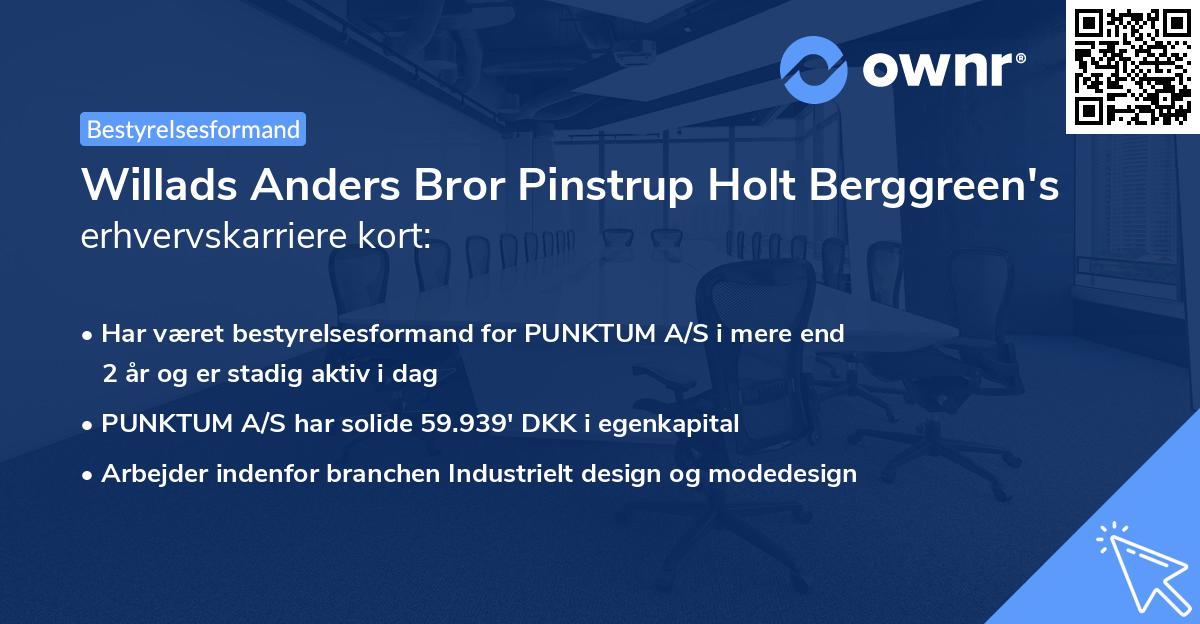 Willads Anders Bror Pinstrup Holt Berggreen's erhvervskarriere kort