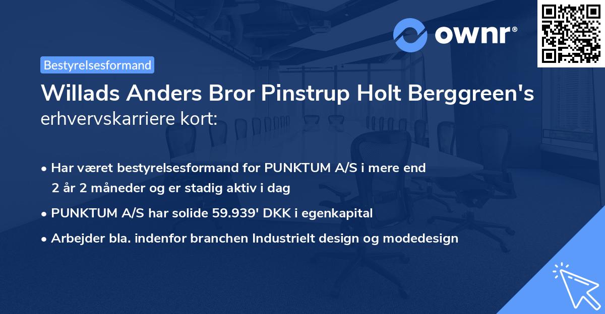 Willads Anders Bror Pinstrup Holt Berggreen's erhvervskarriere kort
