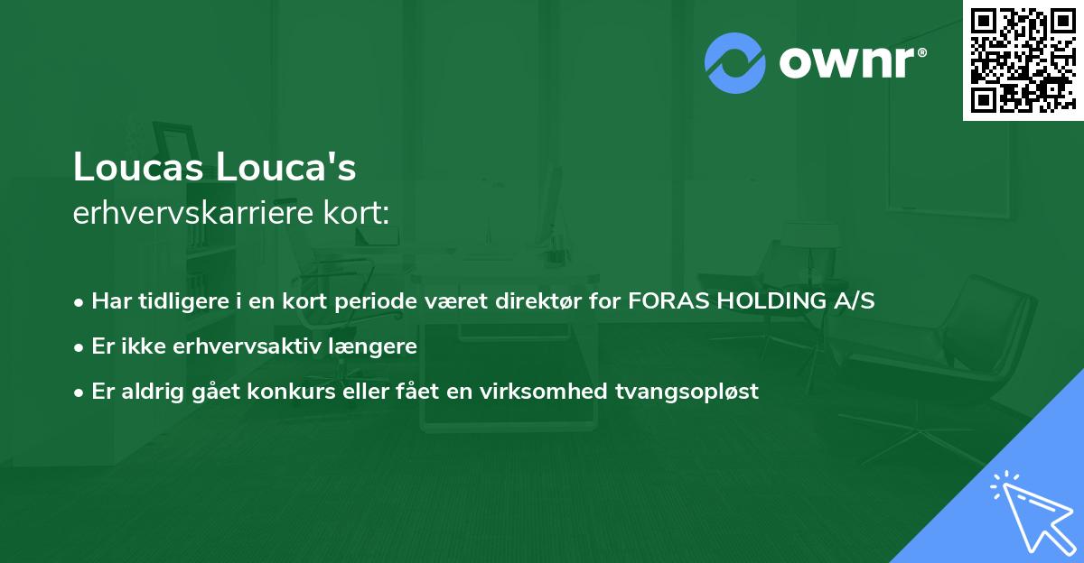 Loucas Louca's erhvervskarriere kort