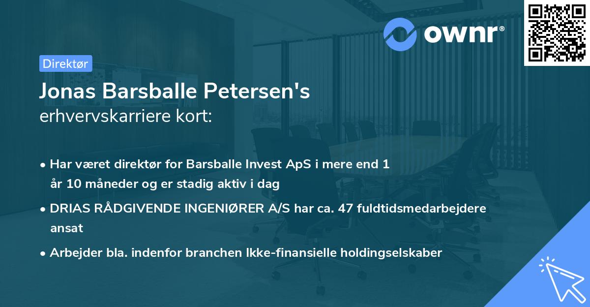 Jonas Barsballe Petersen's erhvervskarriere kort