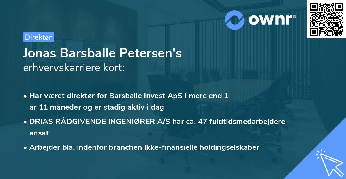Jonas Barsballe Petersen's erhvervskarriere kort