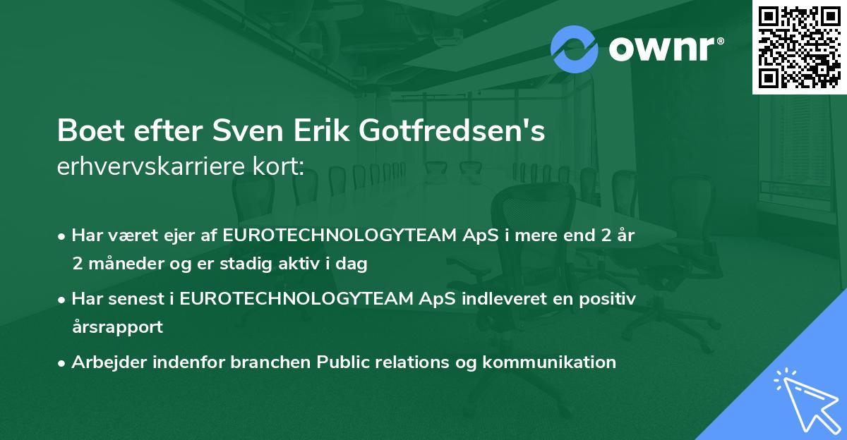 Boet efter Sven Erik Gotfredsen's erhvervskarriere kort