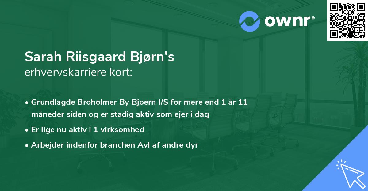 Sarah Riisgaard Bjørn's erhvervskarriere kort