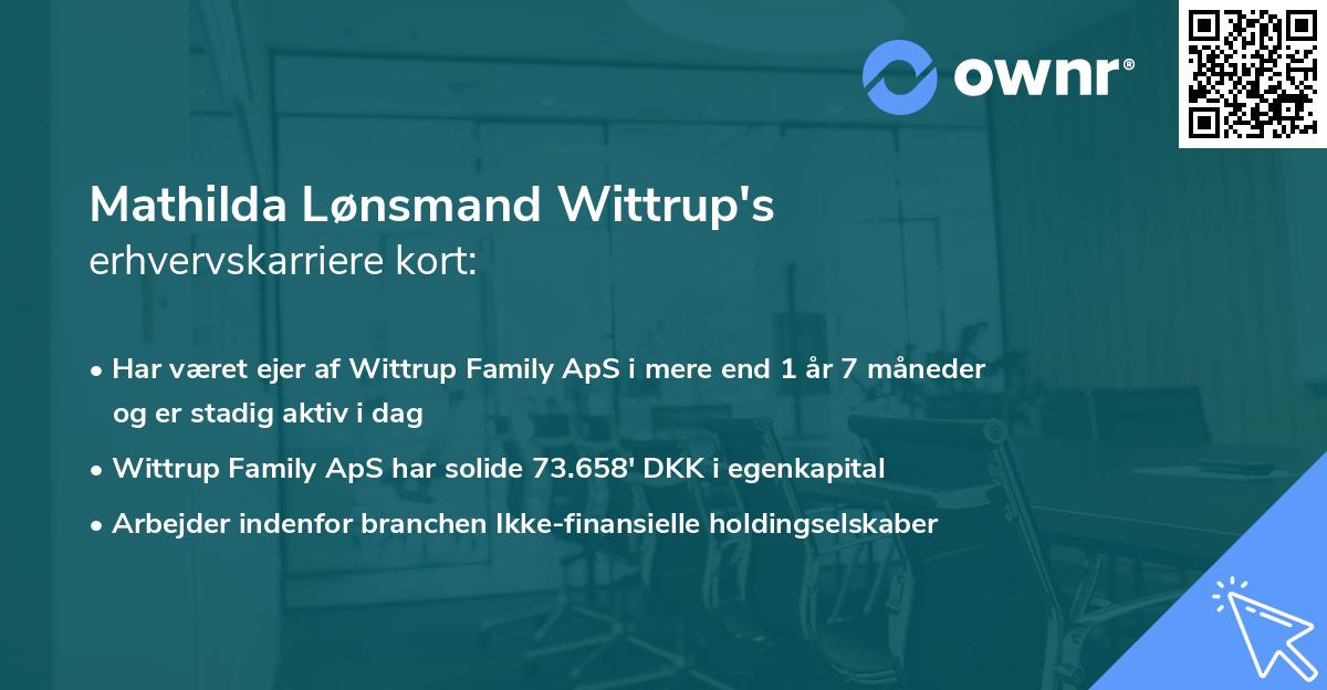 Mathilda Lønsmand Wittrup's erhvervskarriere kort
