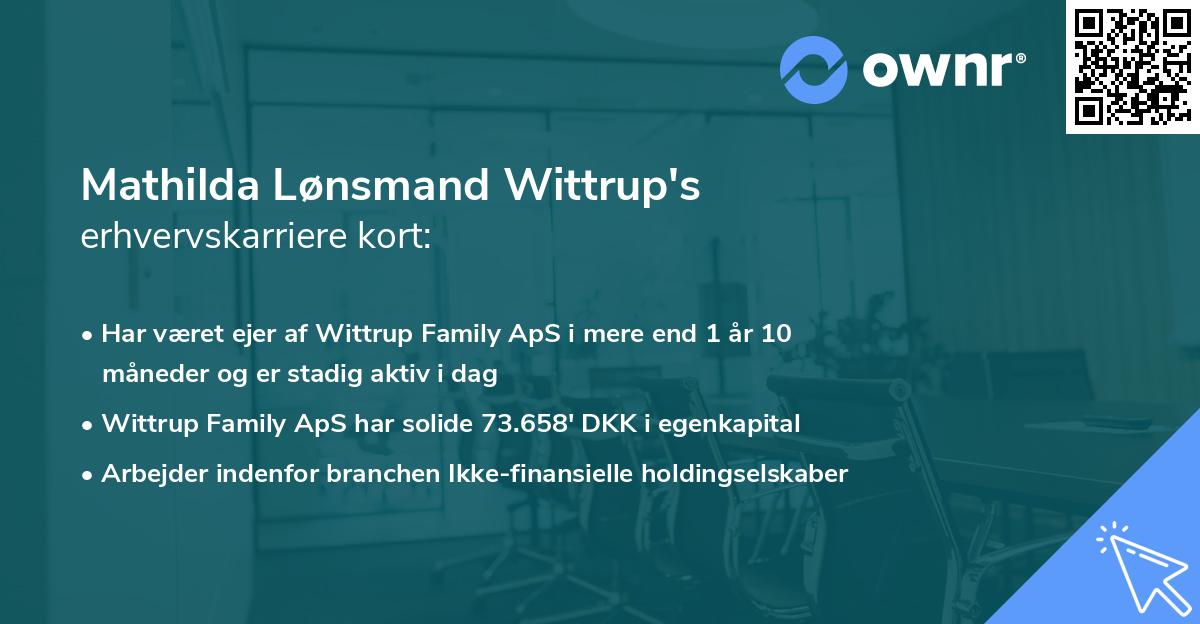 Mathilda Lønsmand Wittrup's erhvervskarriere kort